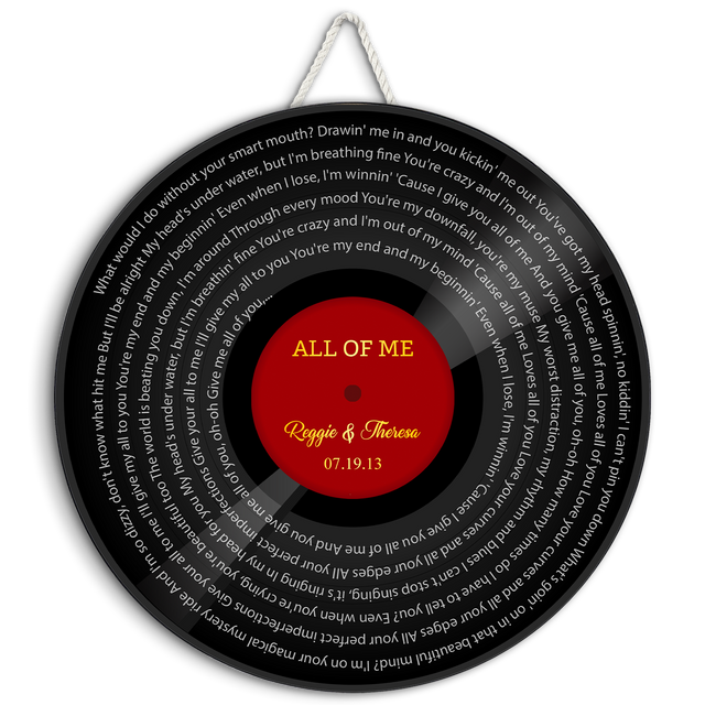 Custom Song Lyrics, Vinyl Record Art, Customizable Song Name And Text Round Wood Sign