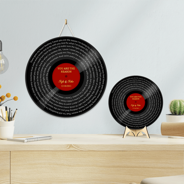 Custom Song Lyrics, Vinyl Record Art, Customizable Song Name And Text Round Wood Sign