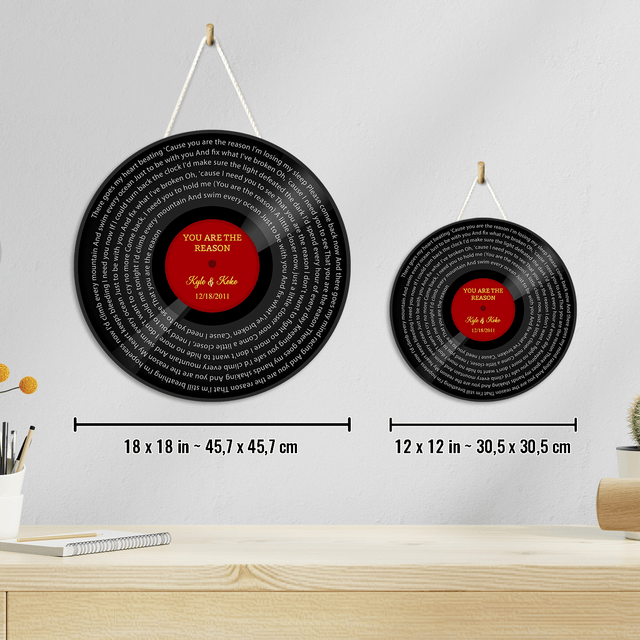 Custom Song Lyrics, Vinyl Record Art, Customizable Song Name And Text Round Wood Sign