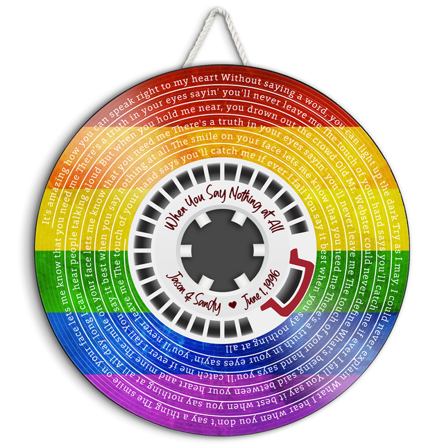 Custom Song Lyrics, Supply Reel Cassette, LGBT Rainbow Art, Customizable Song Name And Text Round Wood Sign