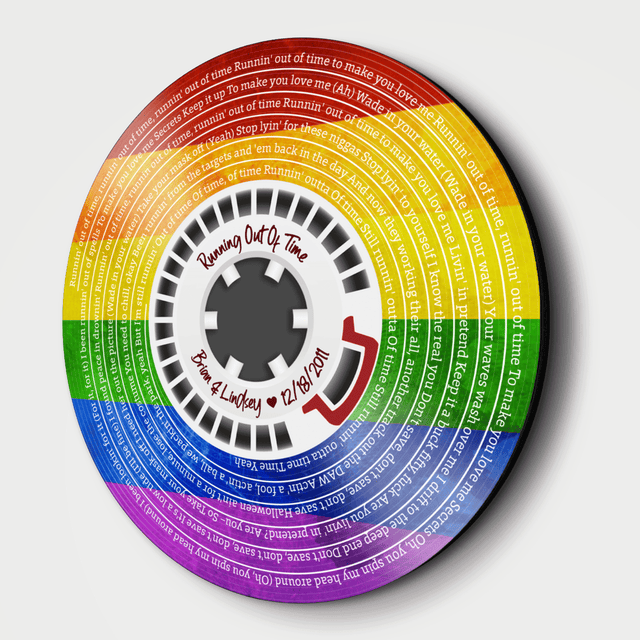 Custom Song Lyrics, Supply Reel Cassette, LGBT Rainbow Art, Customizable Song Name And Text Round Wood Sign