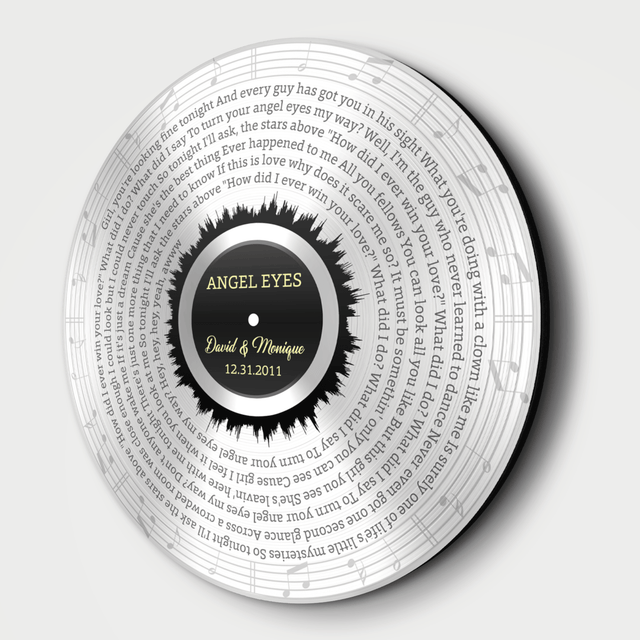 Custom Round Sign, Customizable Song Lyrics And Text, Vinyl Record Art, Silver Style