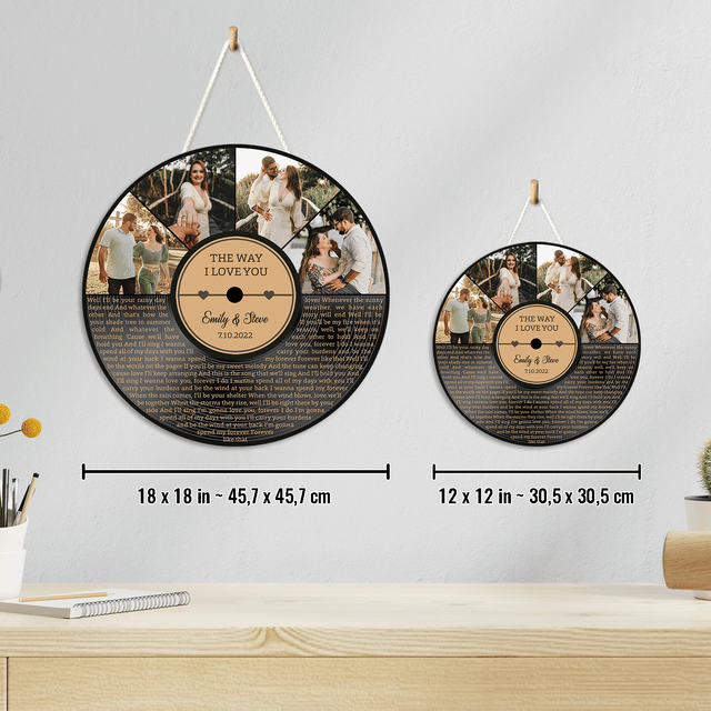 Custom Round Sign, Customizable Song Lyrics, Photo And Text, Half Vinyl Record