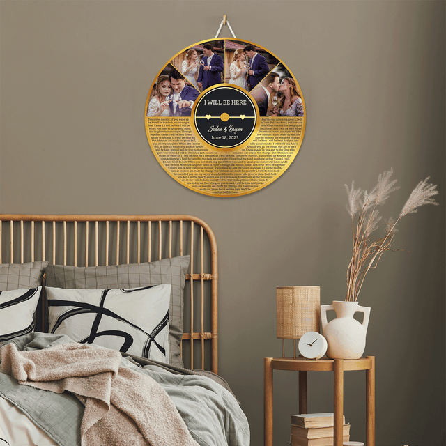 Custom Round Sign, Customizable Song Lyrics, Photo And Text, Half Vinyl Record