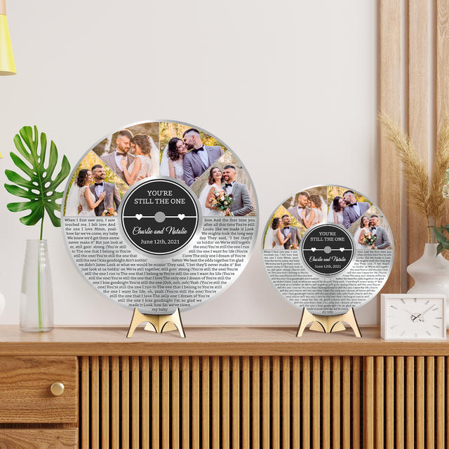 Custom Round Sign, Customizable Song Lyrics, Photo And Text, Half Vinyl Record