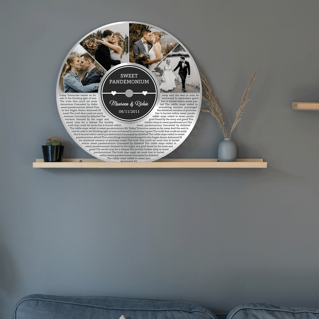 Custom Round Sign, Customizable Song Lyrics, Photo And Text, Half Vinyl Record