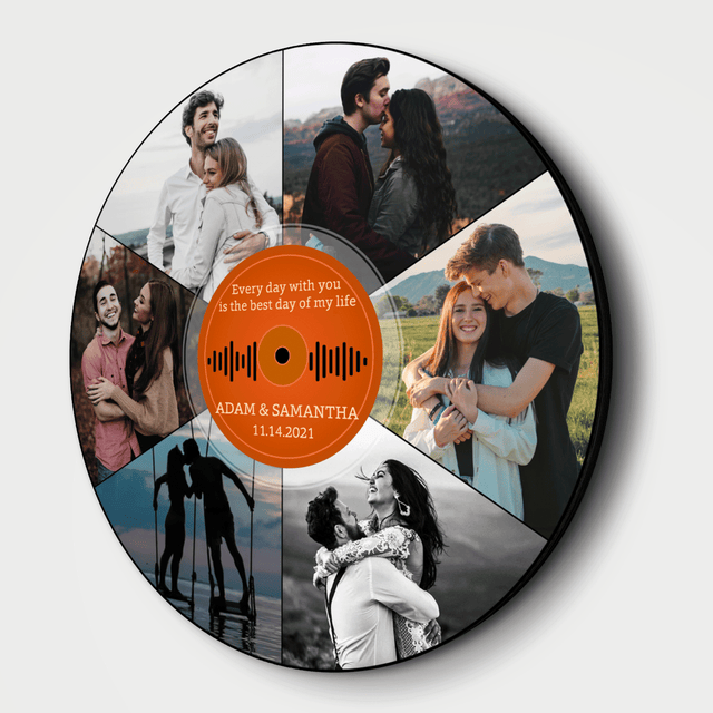 Custom Round Sign, Customizable Photo And Text, Vinyl Record, Gift For Anniversary