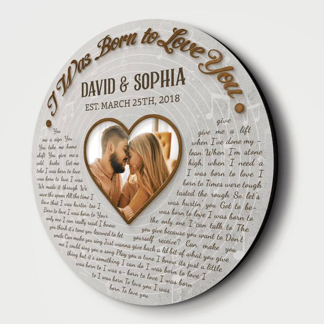 Custom Song Lyrics, Upload Photo, Customizable Song Name And Text Round Wood Sign