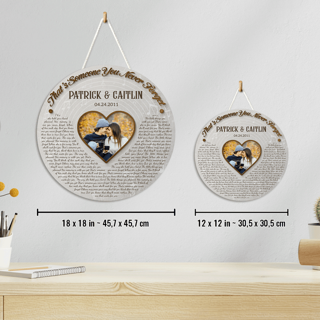 Custom Song Lyrics, Upload Photo, Customizable Song Name And Text Round Wood Sign