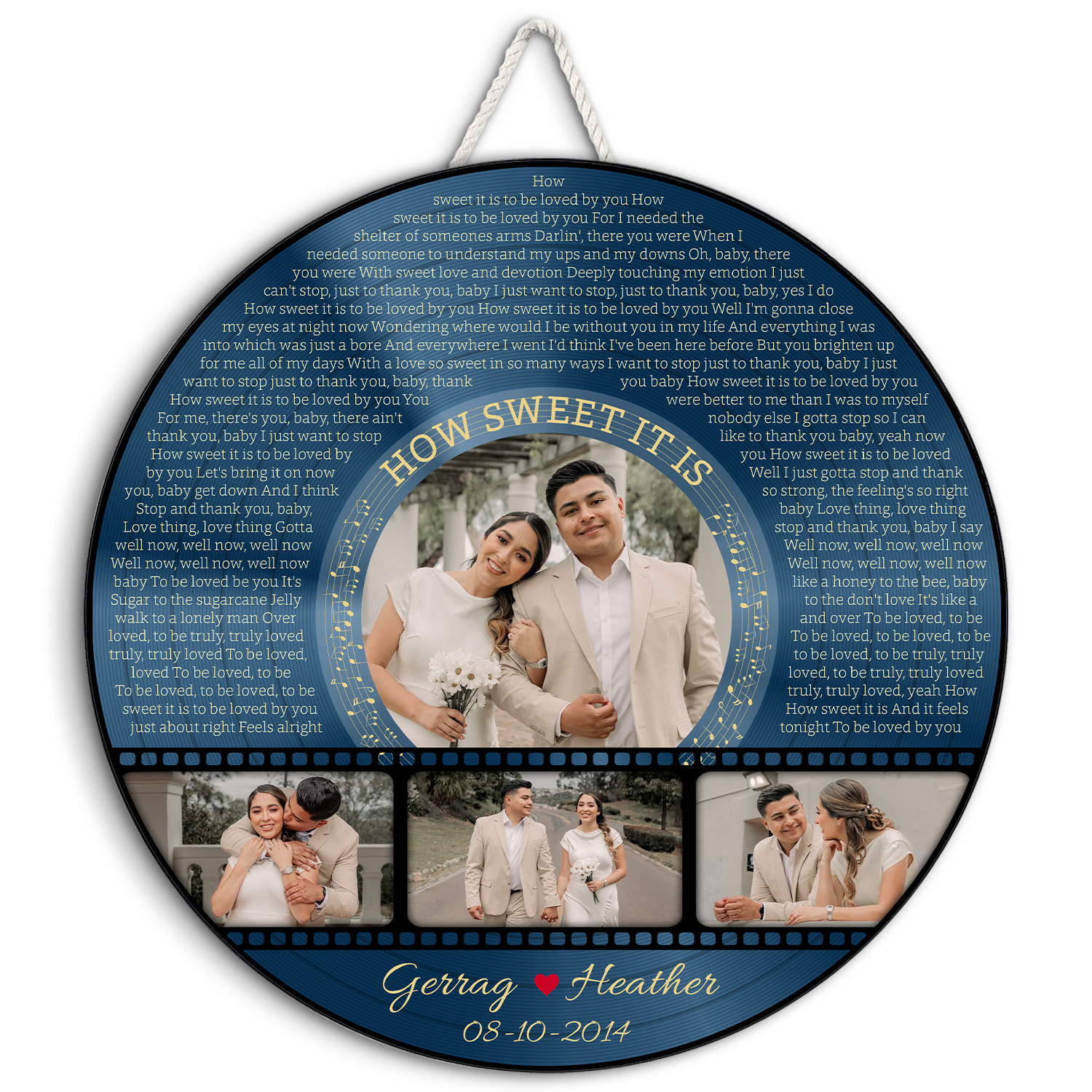 Custom Round Wood Sign with Photo & Lyrics Design, Wedding Anniversary Gifts