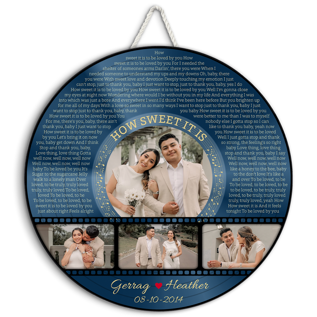 Custom Round Wood Sign with Photo & Lyrics Design, Wedding Anniversary Gifts