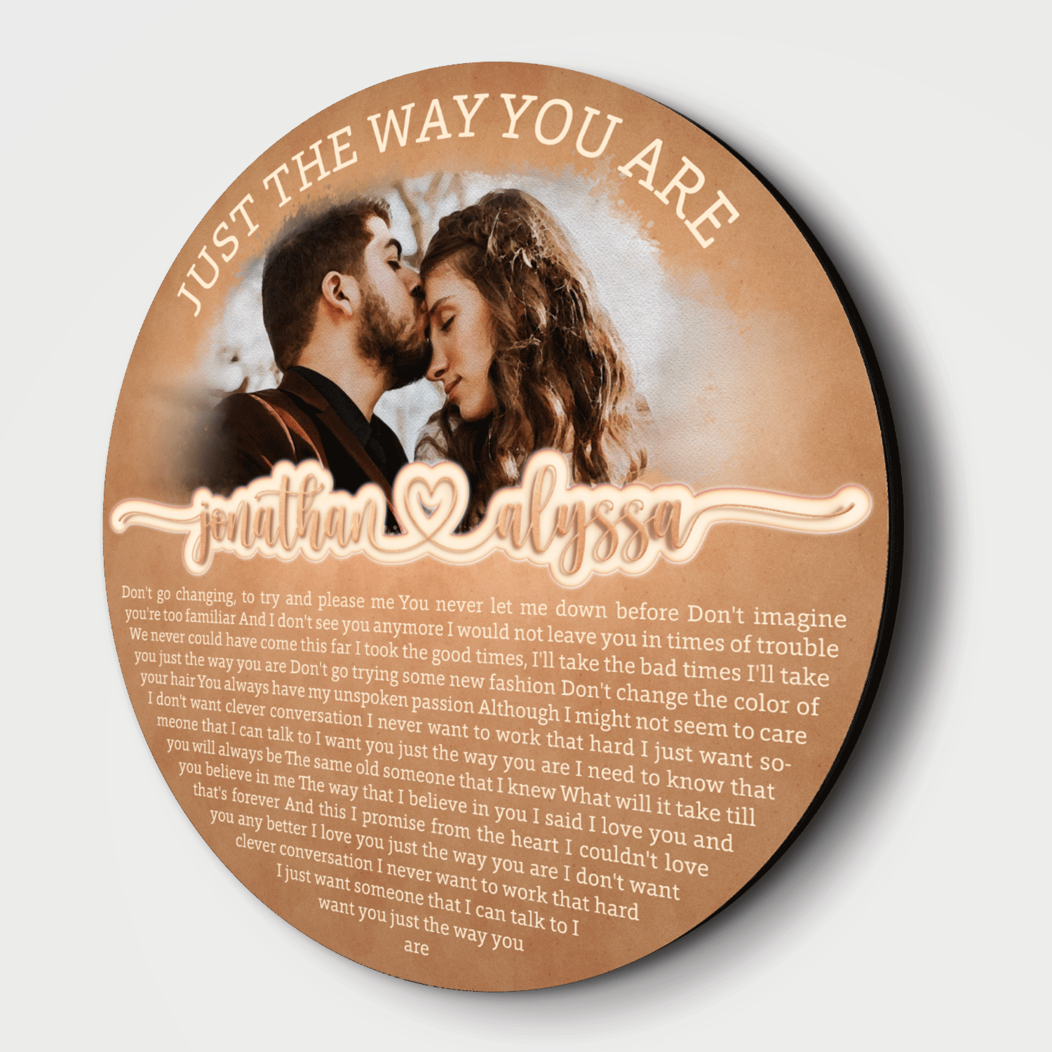 Custom Round Wooden Sign, Couple Portrait Watercolor