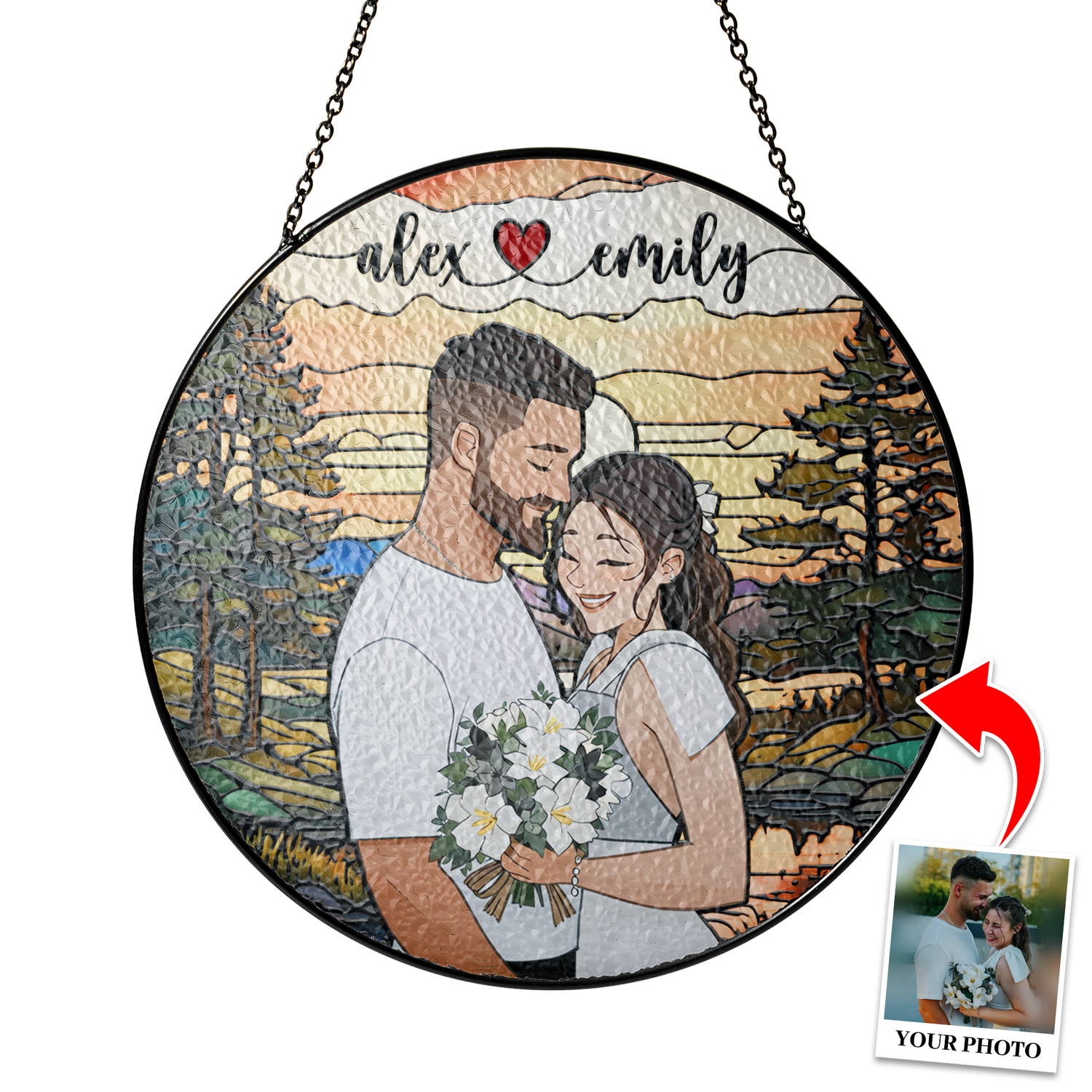 Custom Photo And Name Stained Glass Suncatcher