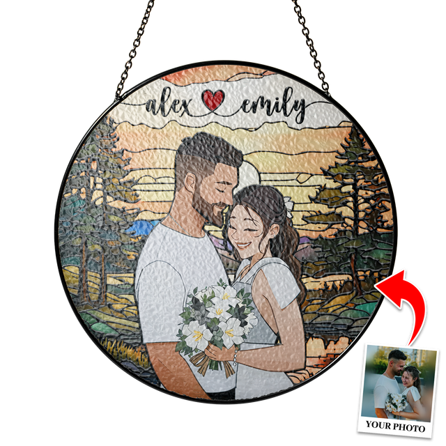 Custom Photo And Name Stained Glass Suncatcher