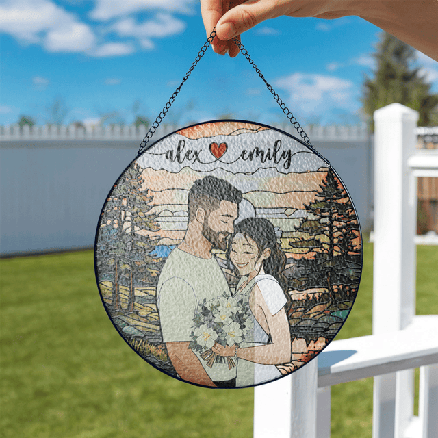 Custom Photo And Name Stained Glass Suncatcher