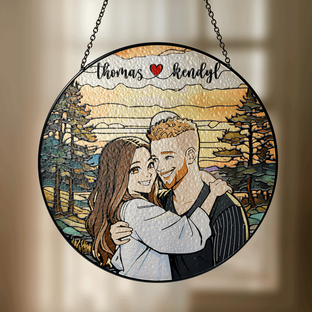 Custom Photo And Name Stained Glass Suncatcher