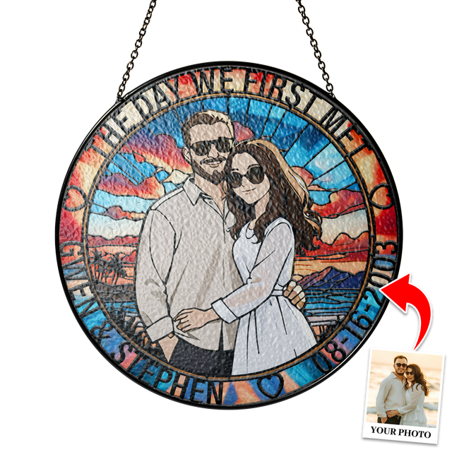 Custom Photo & Special Date Stained Glass Suncatcher