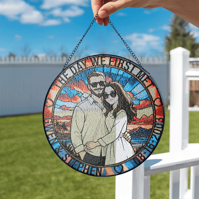 Custom Photo & Special Date Stained Glass Suncatcher