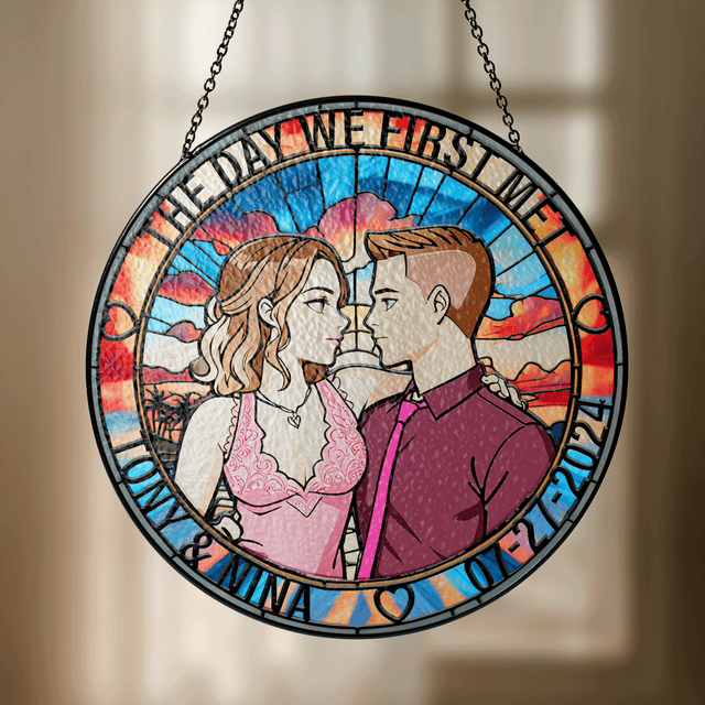 Custom Photo & Special Date Stained Glass Suncatcher