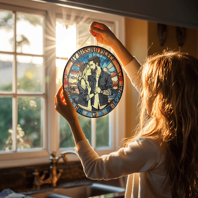 Custom Photo & Special Date Stained Glass Suncatcher