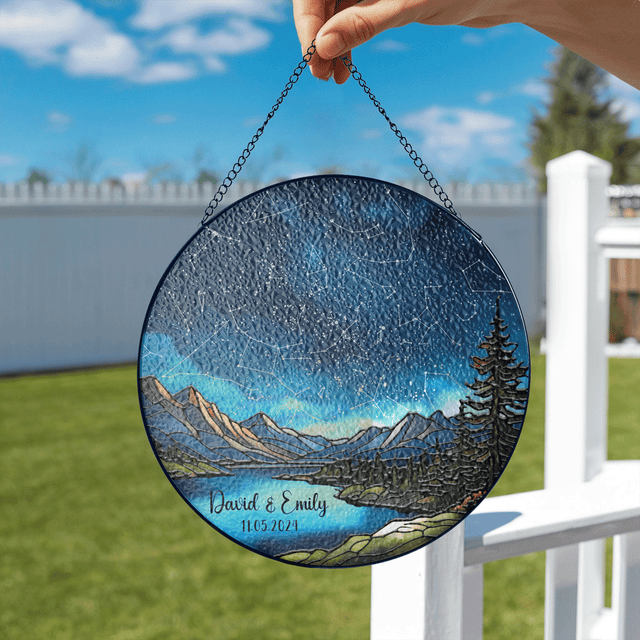 Custom Star Map & Name Stained Glass Suncatcher