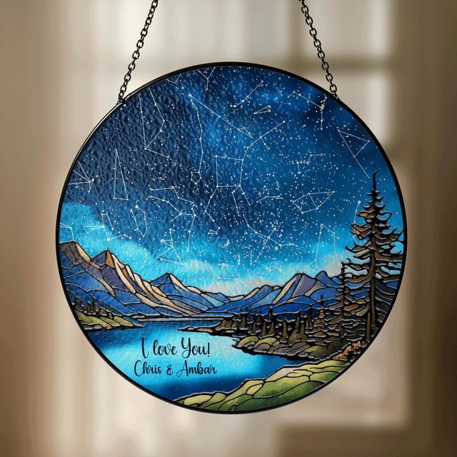 Custom Star Map & Name Stained Glass Suncatcher