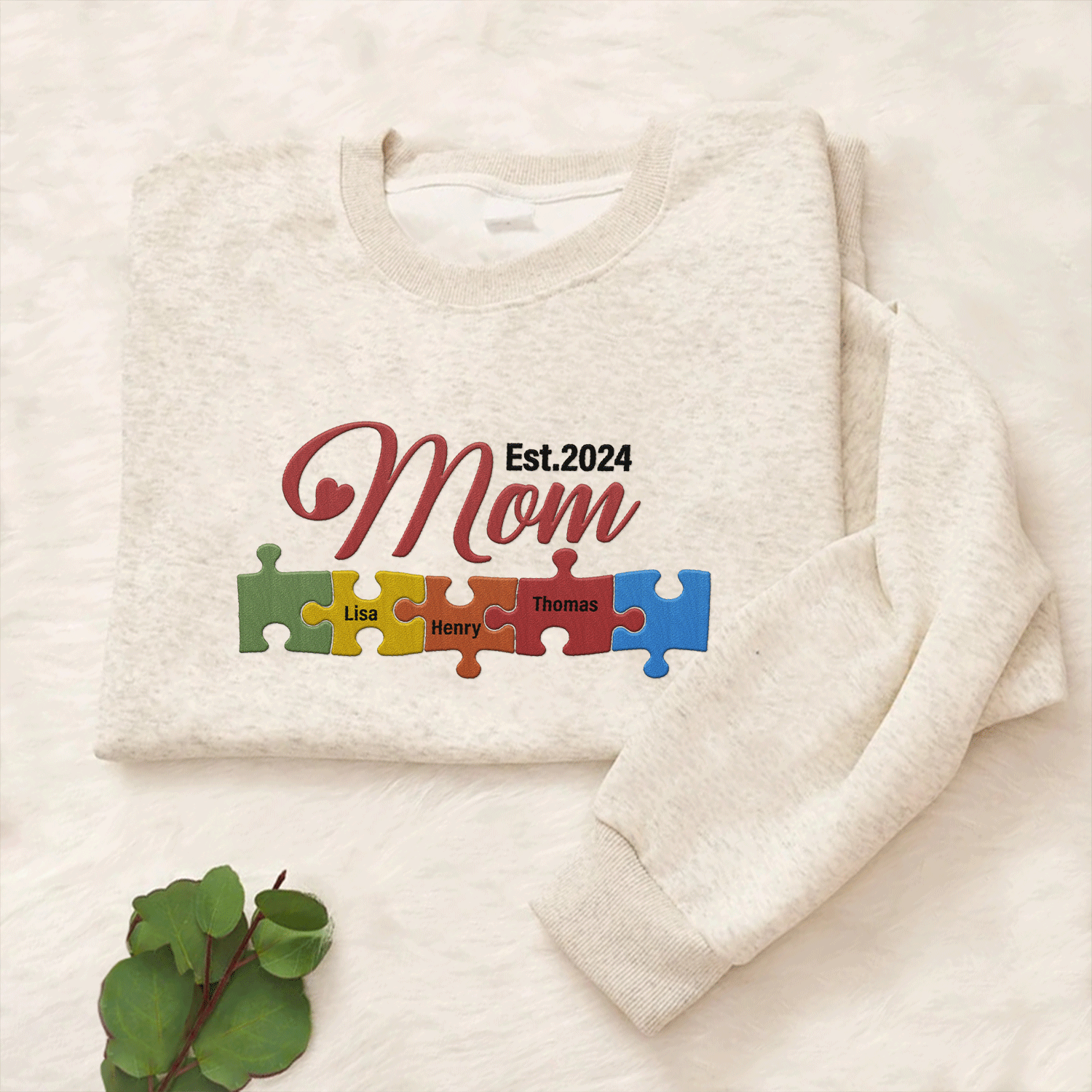 Mom Puzzle Piece Embroidered Sweatshirt SWE02