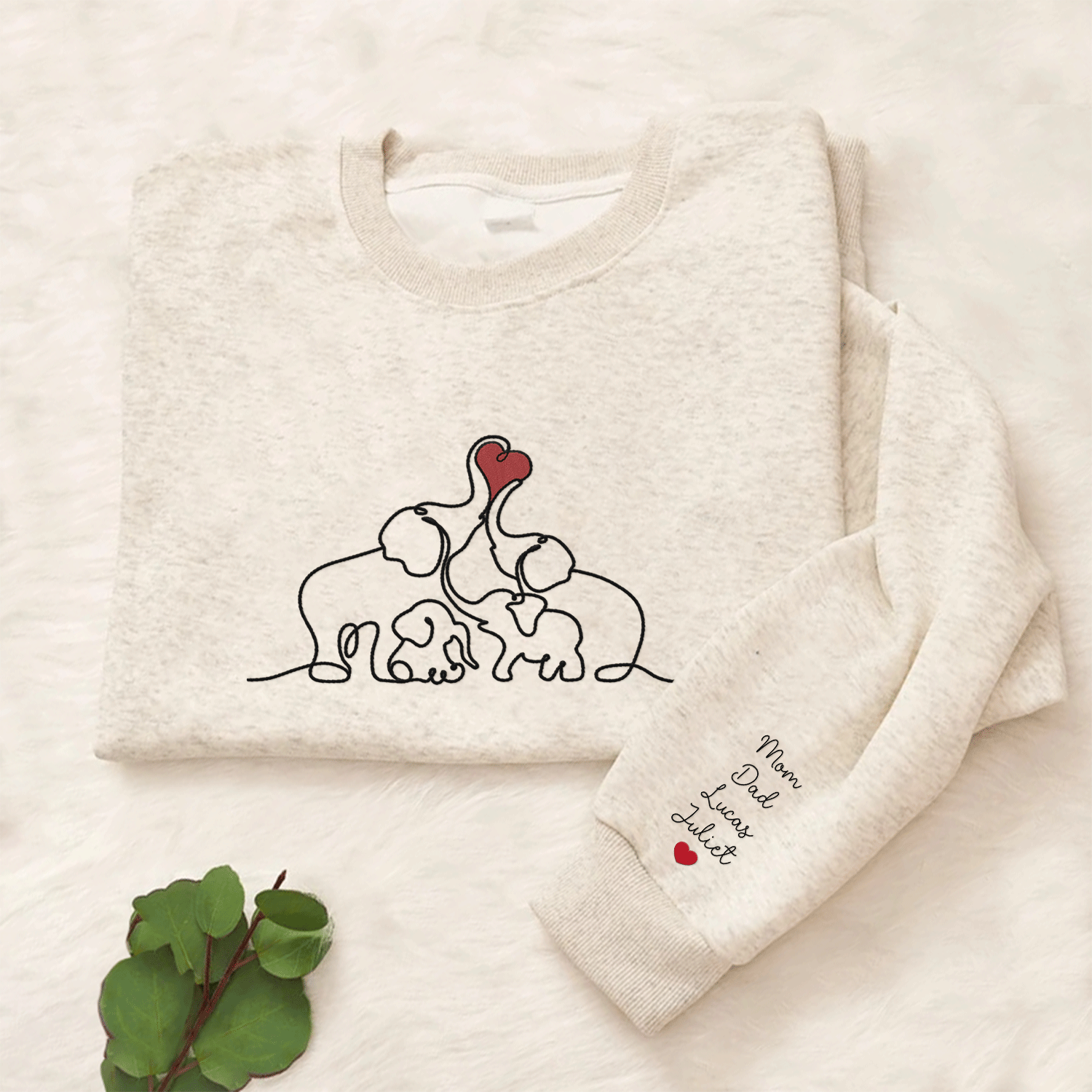 Elephant Family Embroidered Sweatshirt SWE03