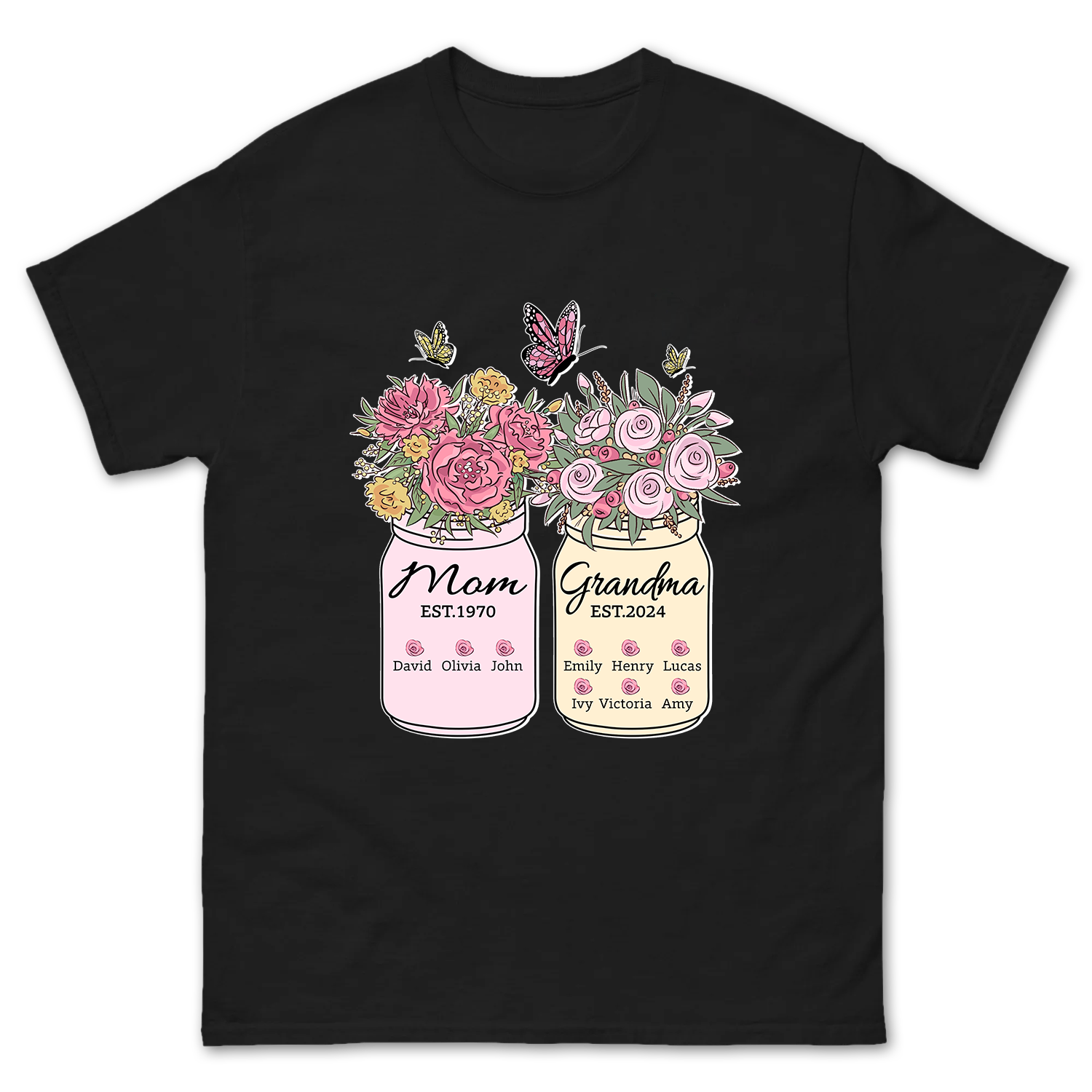 Custom Mom to Grandma Floral Design Shirt