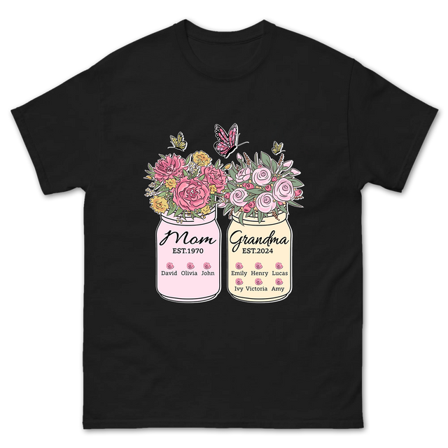 Custom Mom to Grandma Floral Design Shirt