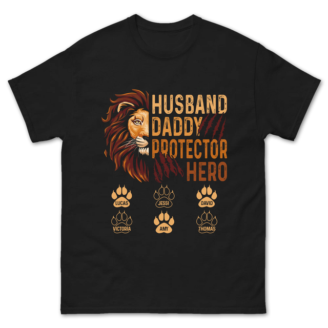 Custom Husband Daddy Protector Hero Lion Design Shirt