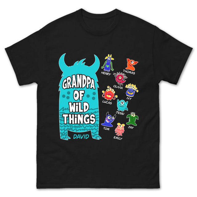 Custom Grandpa of Wild Things Monster Cartoon Design Shirt