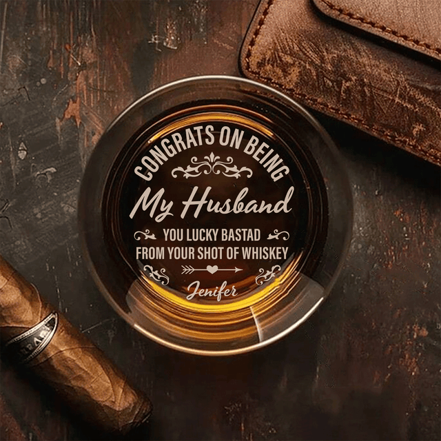 Personalized Engraved Whiskey Glass For Husband, Boyfriend