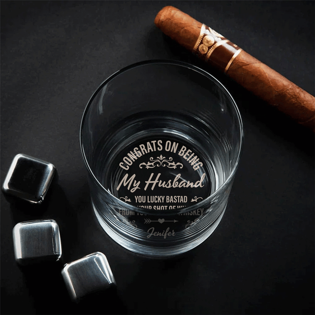 Personalized Engraved Whiskey Glass For Husband, Boyfriend