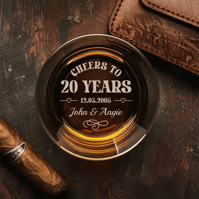 Cheers to 20 Years Personalized Engraved Whiskey Glass