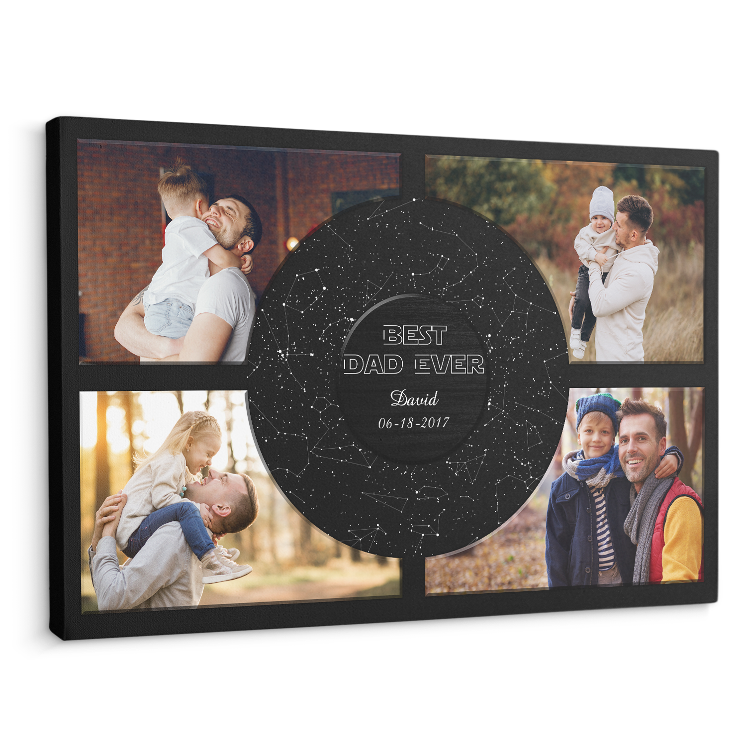 Custom Best Dad Ever Canvas Print, Night Sky By Date And Location