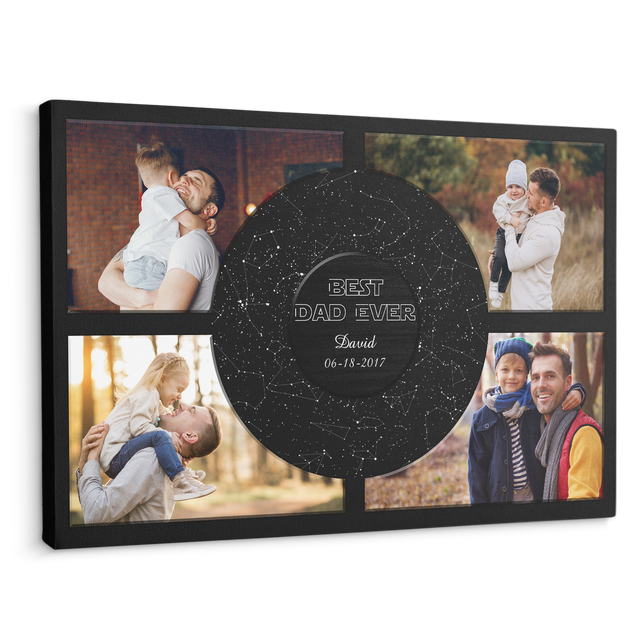 Custom Best Dad Ever Canvas Print, Night Sky By Date And Location