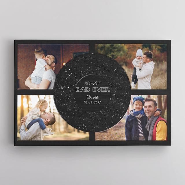 Custom Best Dad Ever Canvas Print, Night Sky By Date And Location