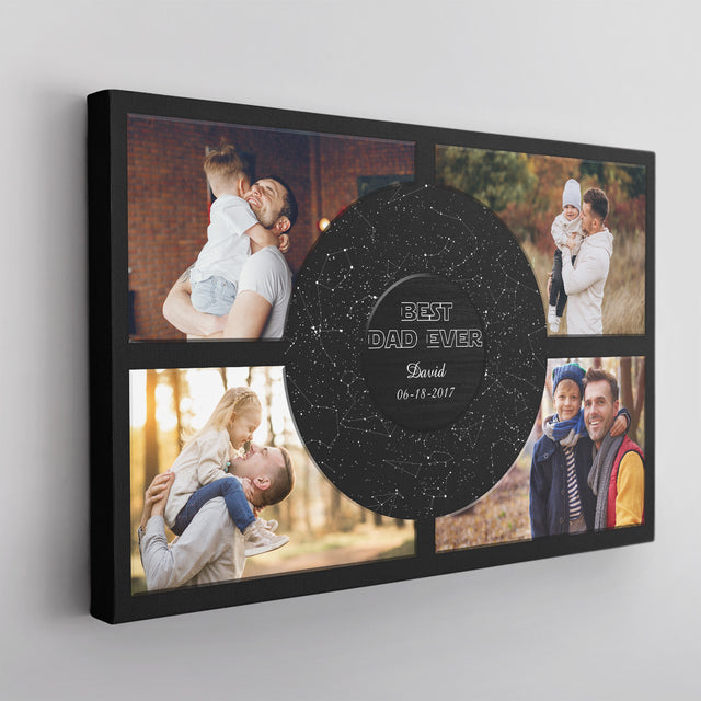 Custom Best Dad Ever Canvas Print, Night Sky By Date And Location