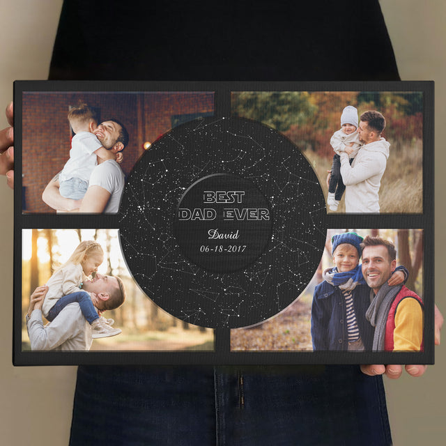 Custom Best Dad Ever Canvas Print, Night Sky By Date And Location