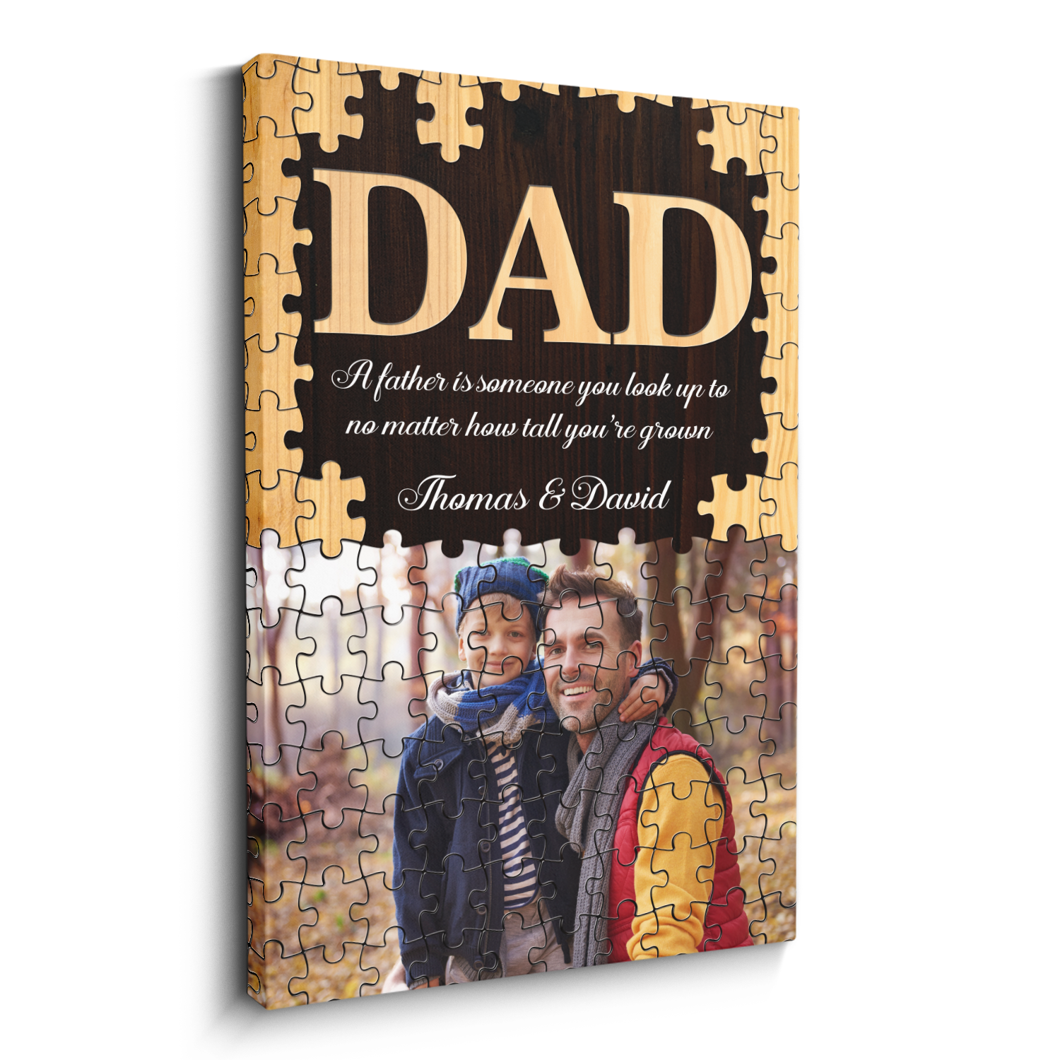 Dad Puzzle Canvas Print, Custom Name Photo Text