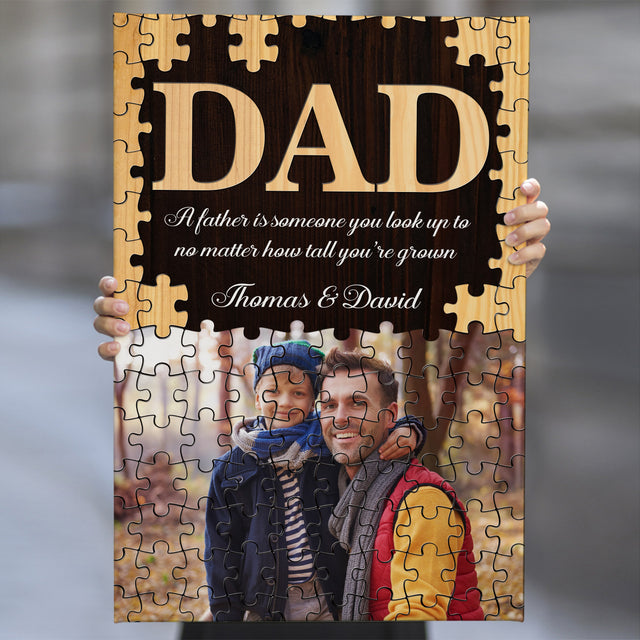Dad Puzzle Canvas Print, Custom Name Photo Text