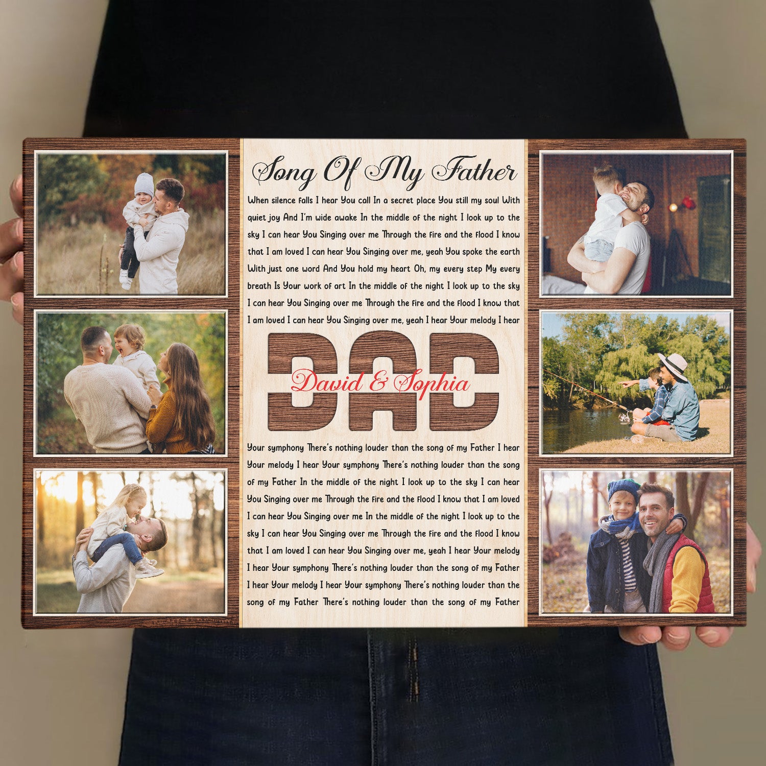 Song Of My Father Photo Collage Canvas Print, Custom Name Photo Song Lyrics