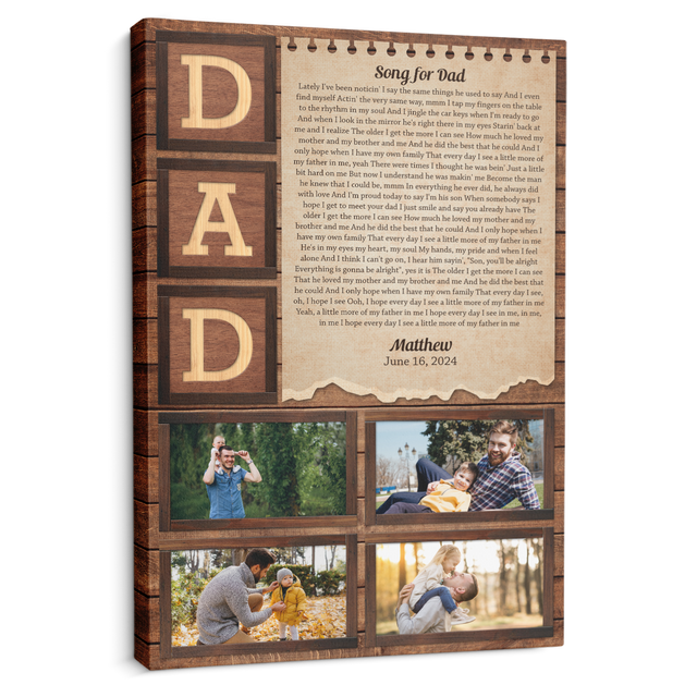 Custom Dad Photo Collage Canvas Wall Art