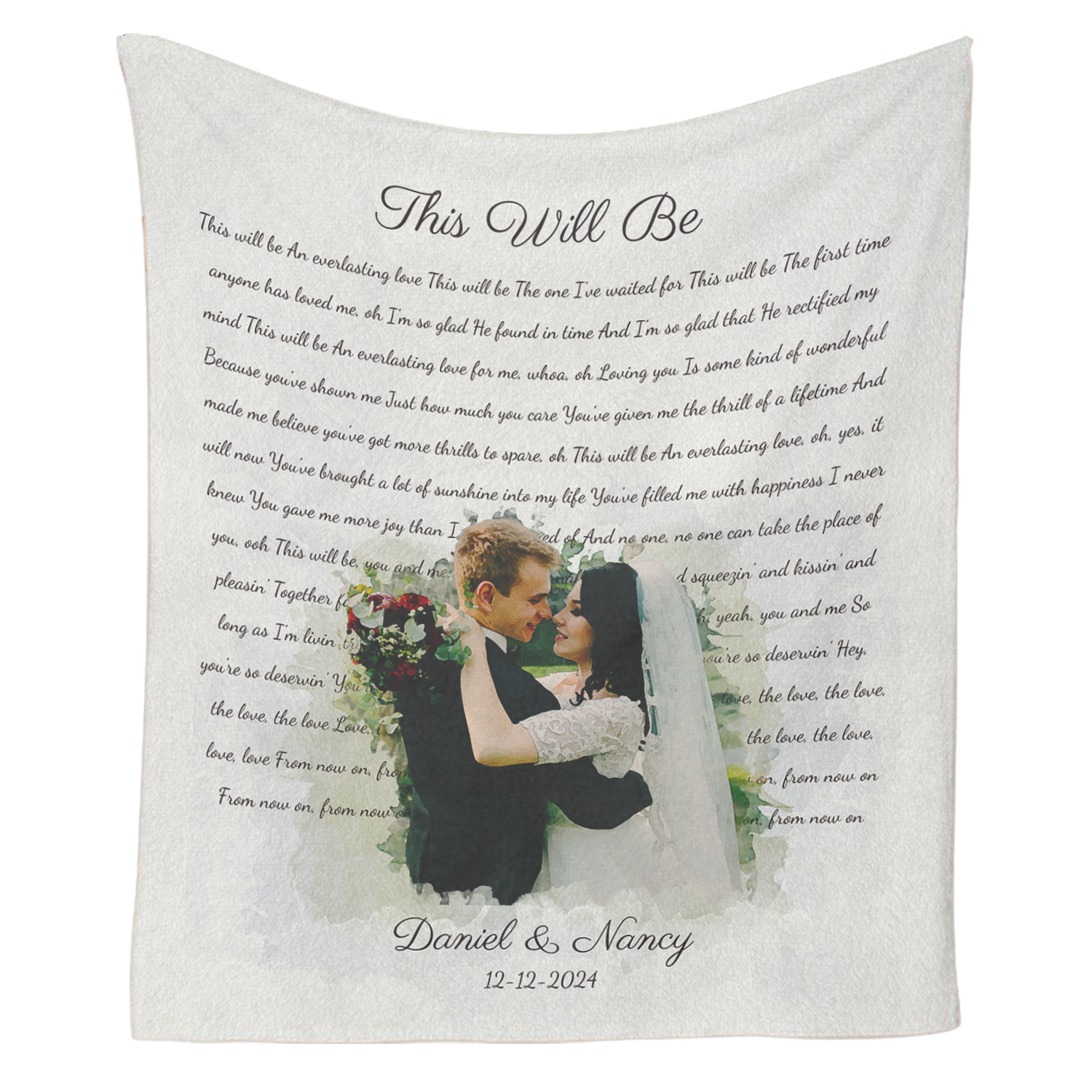 Custom Song Lyrics Blanket –  Couple Photo Portrait