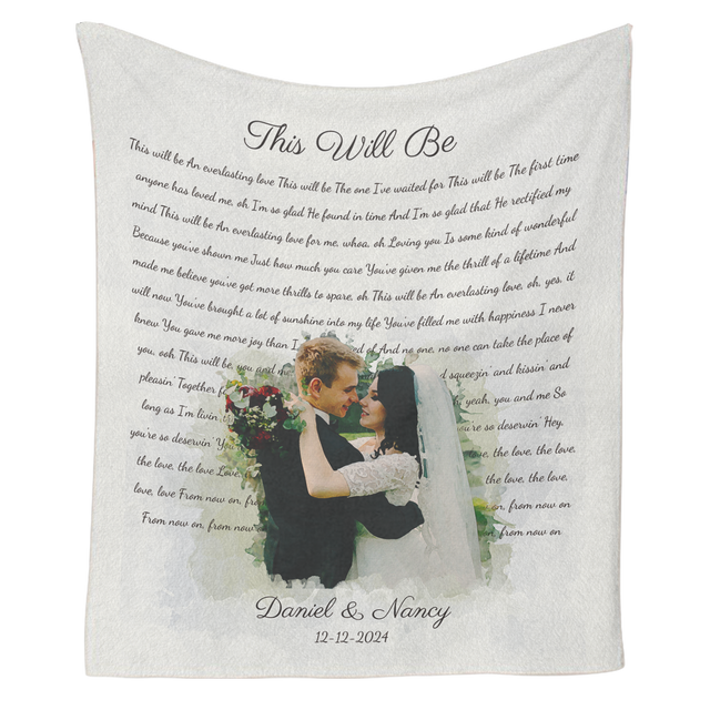 Custom Song Lyrics Blanket –  Couple Photo Portrait