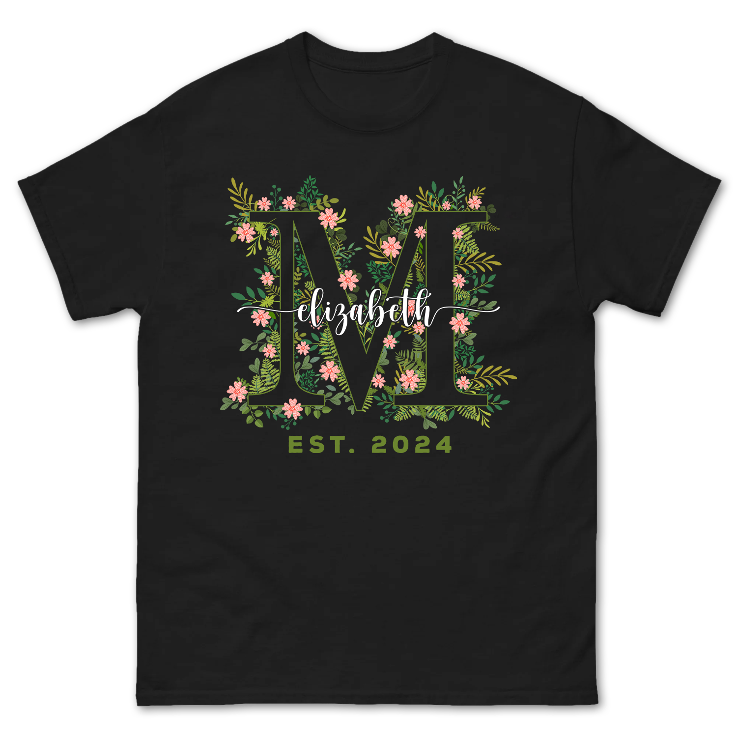 Personalized Floral 'M' Shirt Custom Mama Name