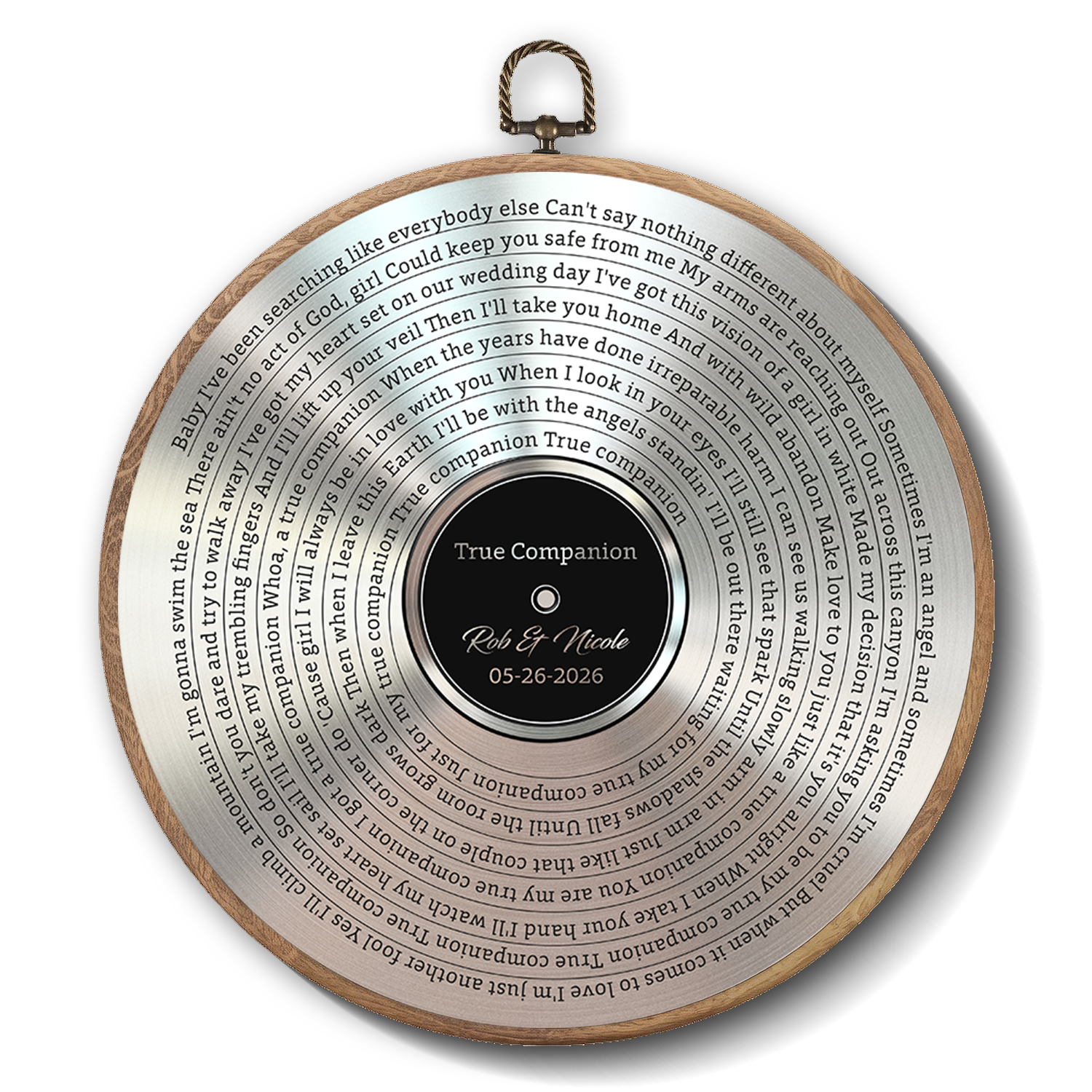 Personalized Song Lyrics Vinyl Record - Framed Round Wall Art - KARL04