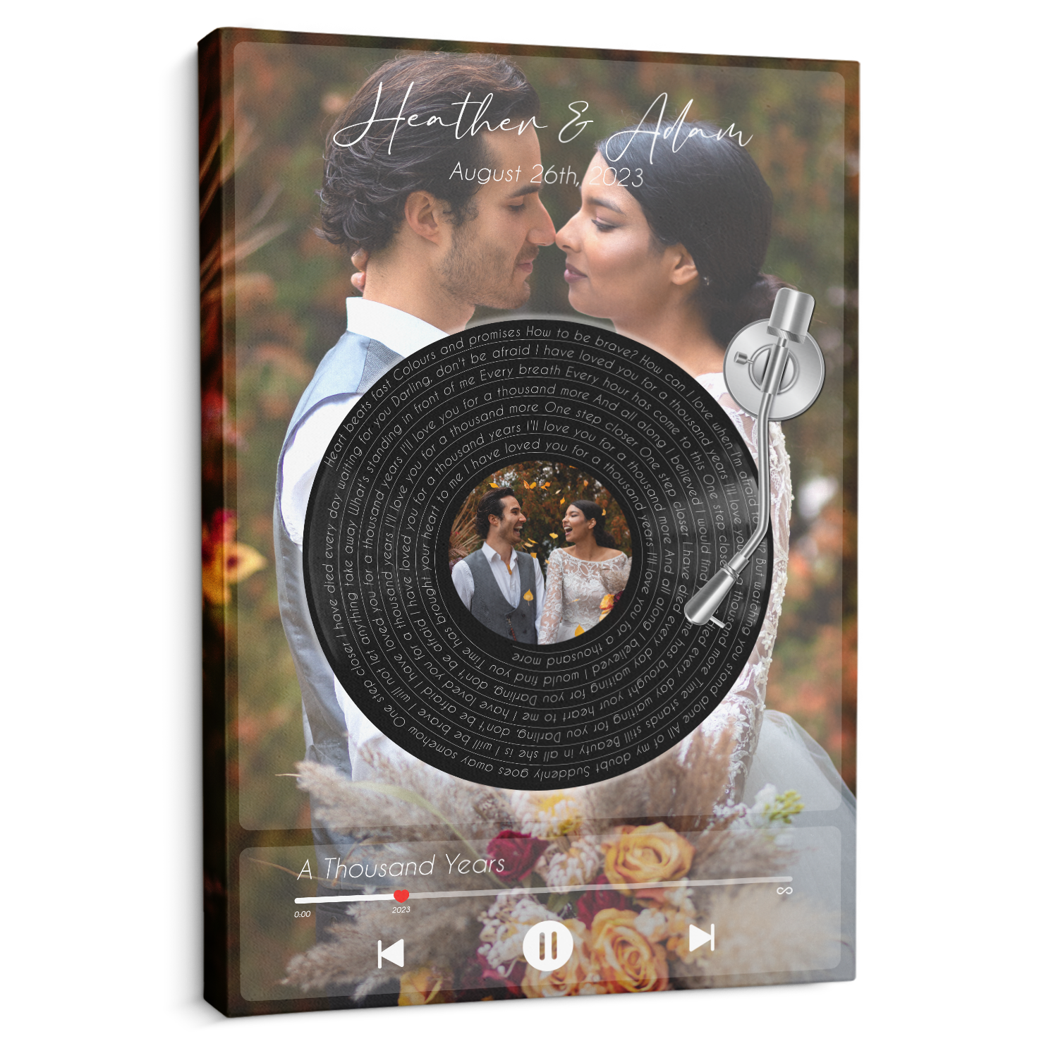 Personalized Vinyl Record Photo Canvas Print, Wedding Gifts Canvas, Music On Wall Art