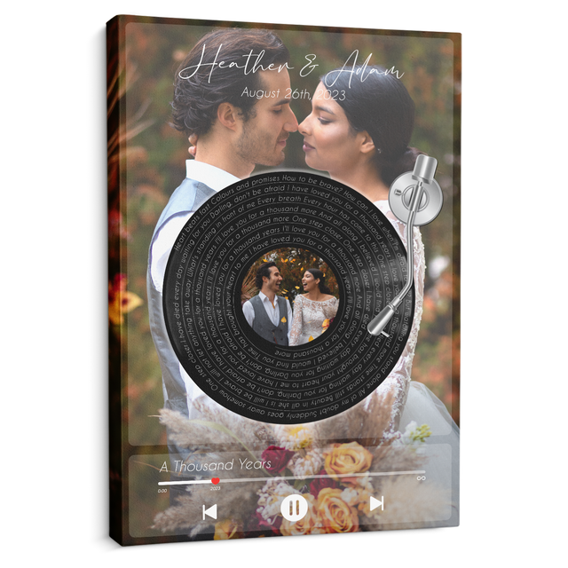 Personalized Vinyl Record Photo Canvas Print, Wedding Gifts Canvas, Music On Wall Art